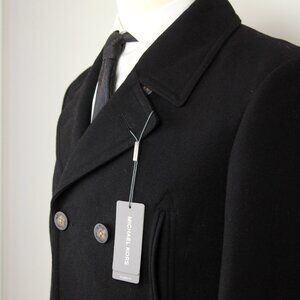 Michael Kors Mens Classic fit Double Breasted Peacoat Coat 36S Black E03301‎